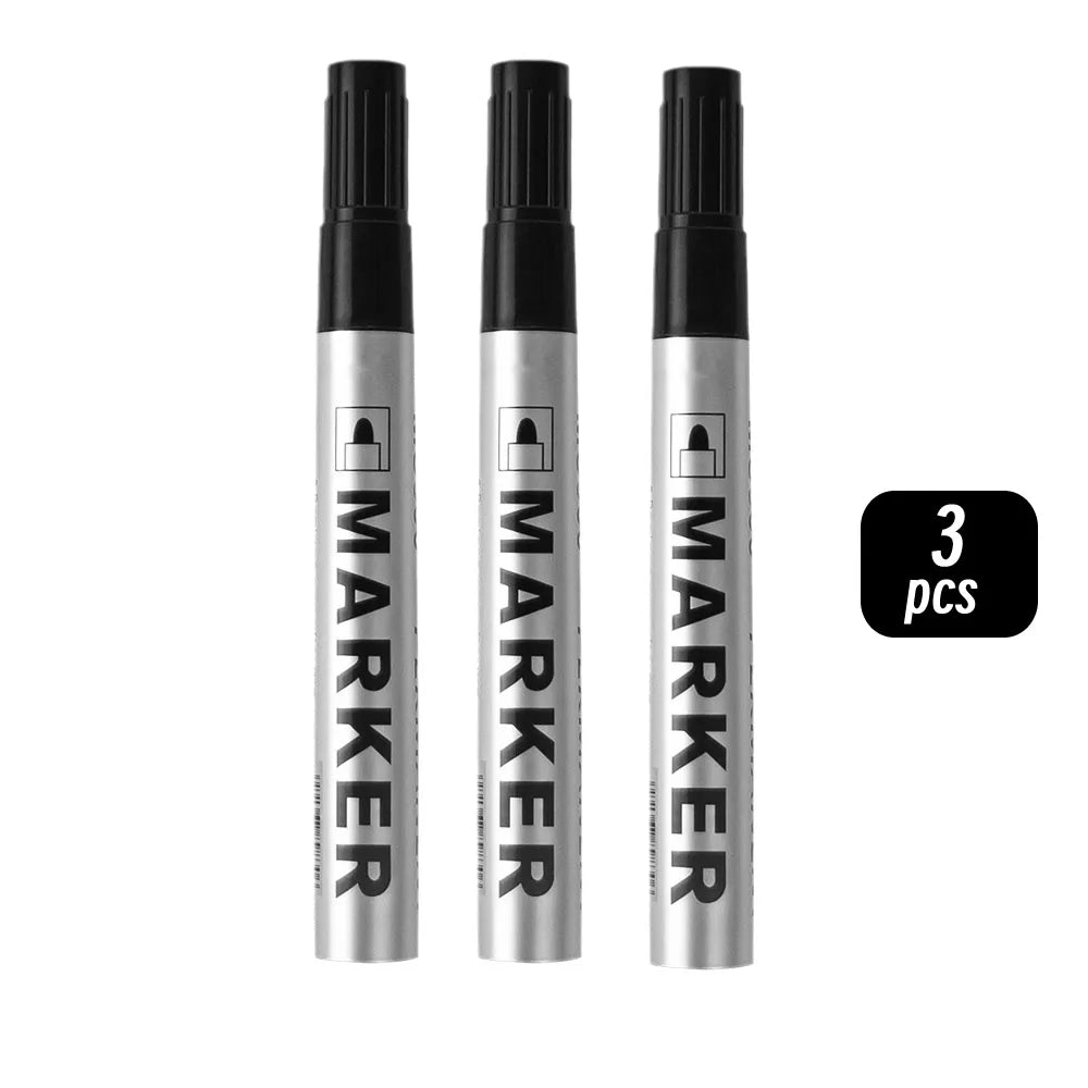Waterproof Black Permanent Paint Marker - Quick-Dry Oil-Based Pen for Tires, Metal & Glass