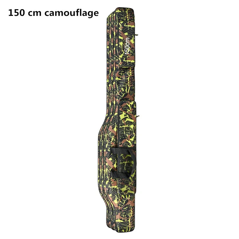 2-Layer Foldable Sea Fishing Bag 1.3m / 1.5m (4.3 ft / 4.9 ft) Double-Shoulder Rod Carrier & Outdoor Tackle Storage