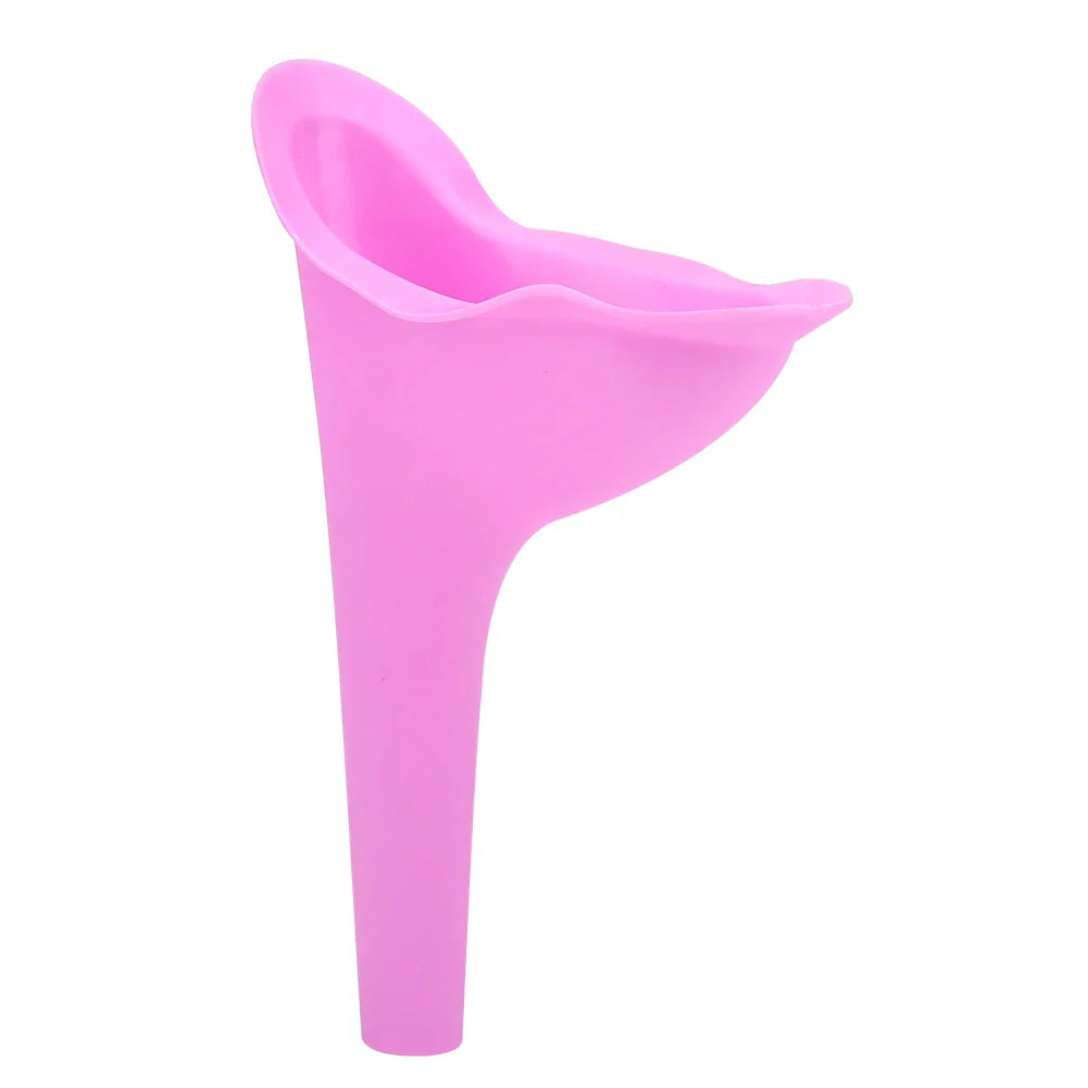 Portable Female Travel Urinal Funnel – Reusable TPR Camping Toilet for Women (Purple, Orange, Pink)