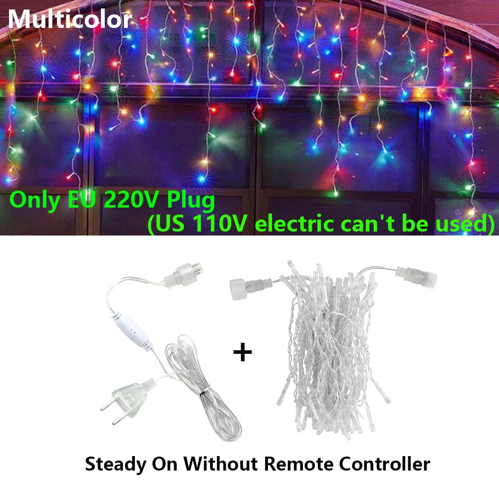 40 m (131 ft) LED Curtain Icicle String Fairy Lights with Remote – Waterproof Outdoor & Indoor Christmas Wedding Party Decor