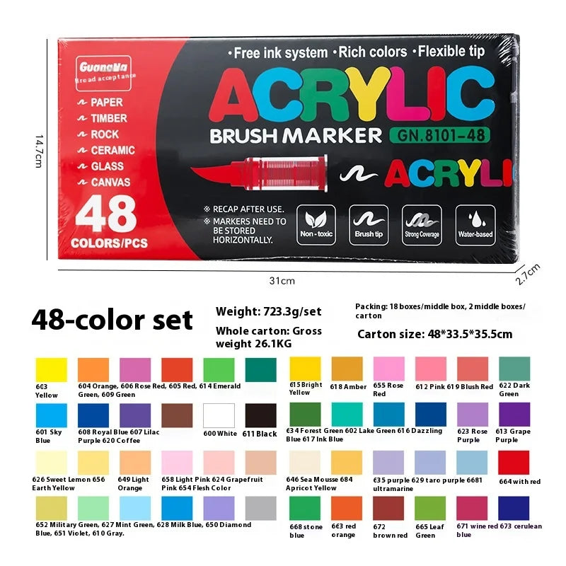 Acrylic Paint Pens Set - Multi-Tip Brush & Marker for Rock Painting, Stone & Ceramic Art (12 to 240 Colors)