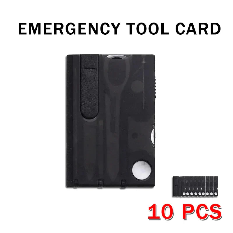 Credit-Card Multi-Tool Survival Card — Portable 5.5 × 8 cm (2.17 × 3.15 in) Pocket Emergency Tool with Screwdriver, Compass & Bottle Opener for Camping