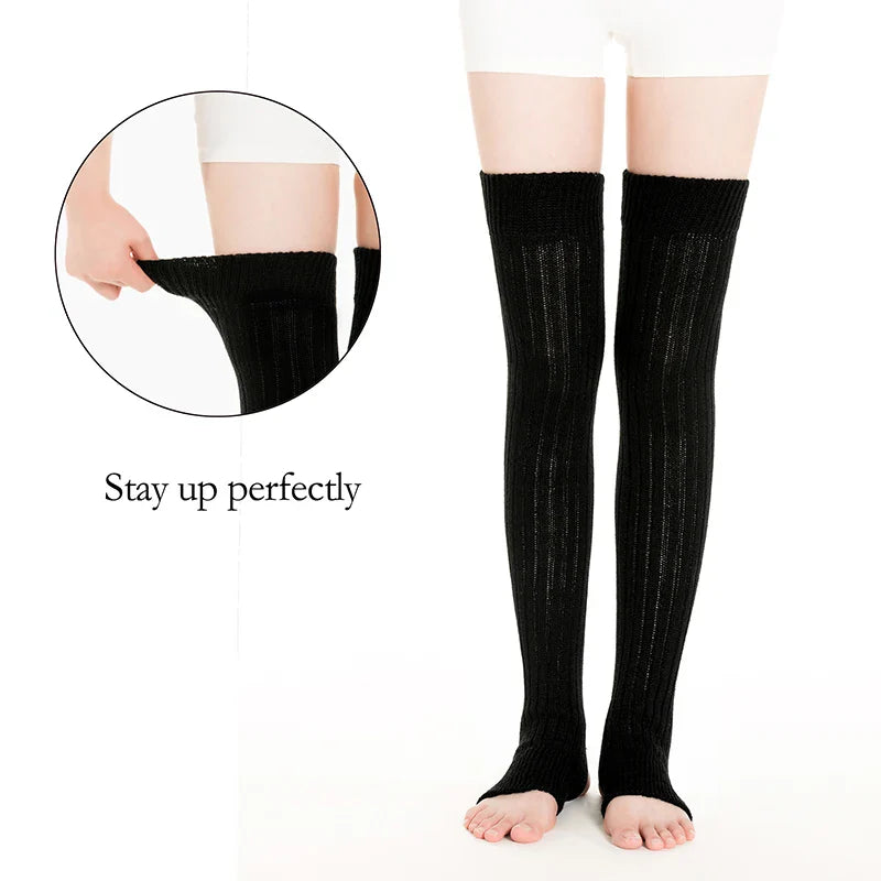 Women's Over-the-Knee Leg Warmers — Knit Boot Stockings, Open Heel Footless Thigh-High Socks, Soft Winter Gaiters, 27 in (68.6 cm) & 36 in (91.4 cm)
