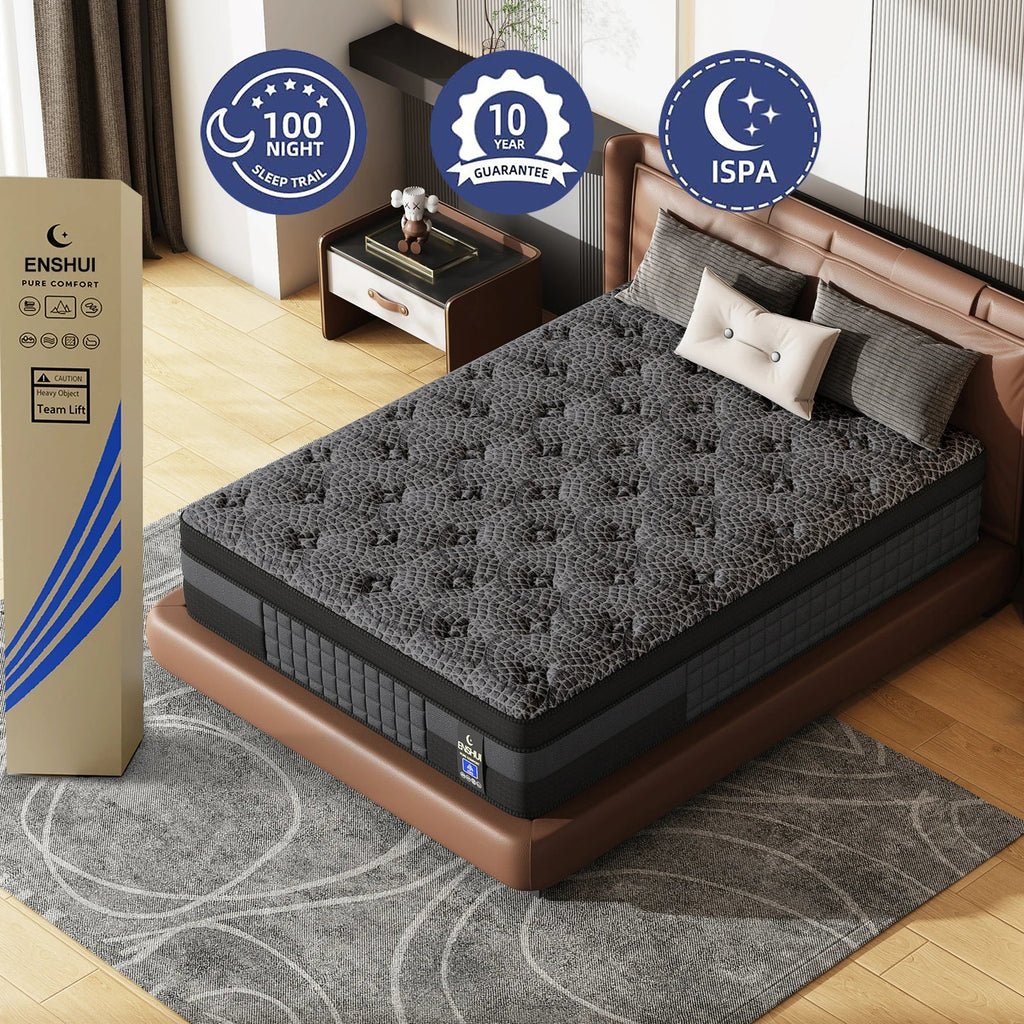 12"14"Gel Memory Foam & Pocket Spring Mattress For Back Pain Relief, Twin Full Queen King Size,Cooling & Breathable, CertiPUR-US