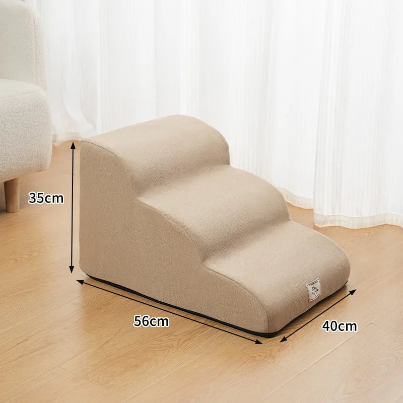 2- or 3-Step Pet Stairs for Dogs & Cats — Removable Washable Non-Slip Ramp for Sofa & Bed, PU Velvet Foam Pet Steps for Small & Senior Pets