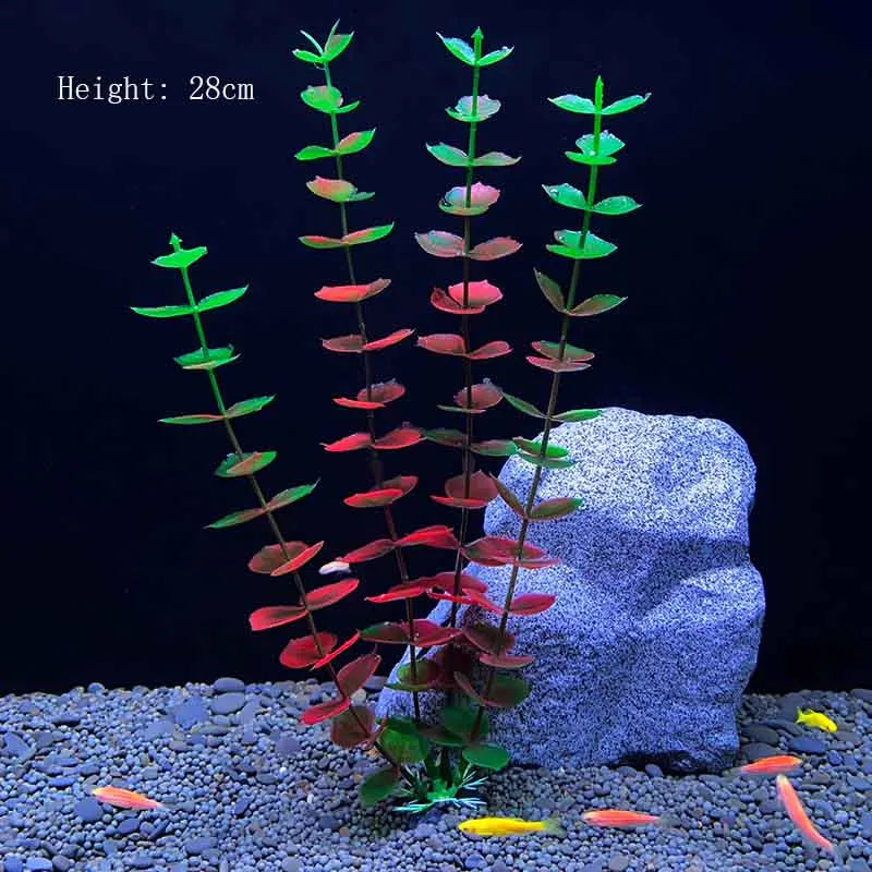 Artificial Aquarium Plants – Plastic Underwater Green Shrubs with Resin Base, Fish Tank Decoration