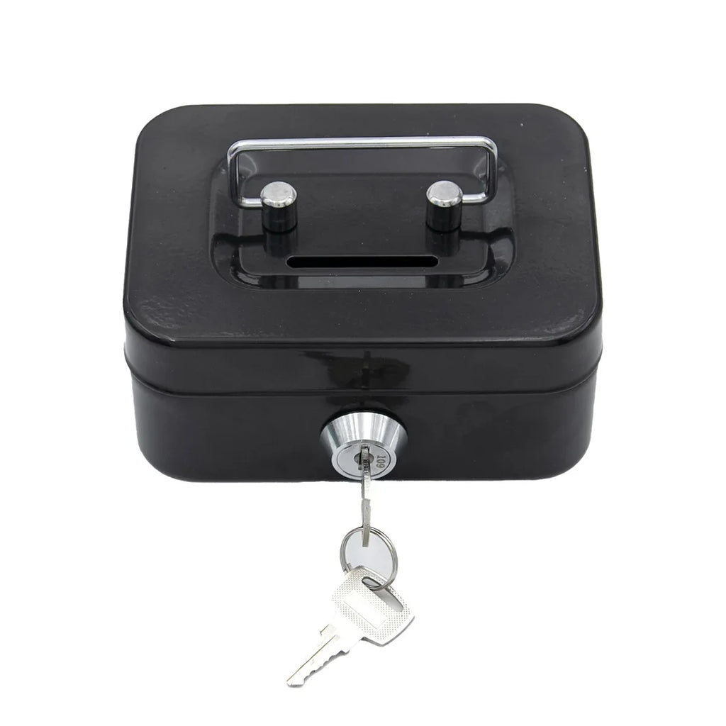 Small Lockable Cash Box with Key – Coin Tray for Coins & Notes