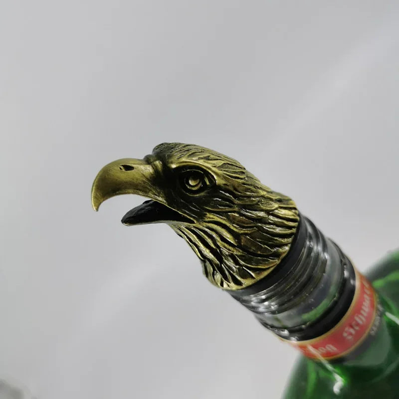 Zinc Alloy Animal Head Wine Pourer - Decorative Bottle Pour Spout & Stopper (Deer, Elk, Lion, Leopard, Wolf, Eagle, Dragon)