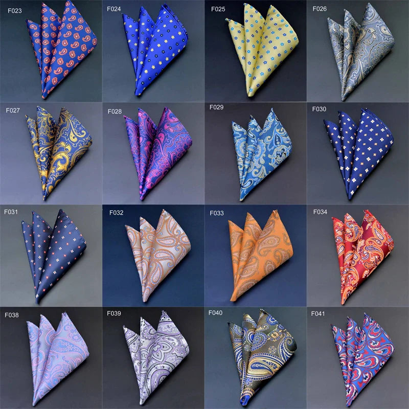 Men's Pocket Square 41 Colors - Plaid Dot Paisley Polyester Handkerchief 25 x 25 cm (9.8 x 9.8 in)