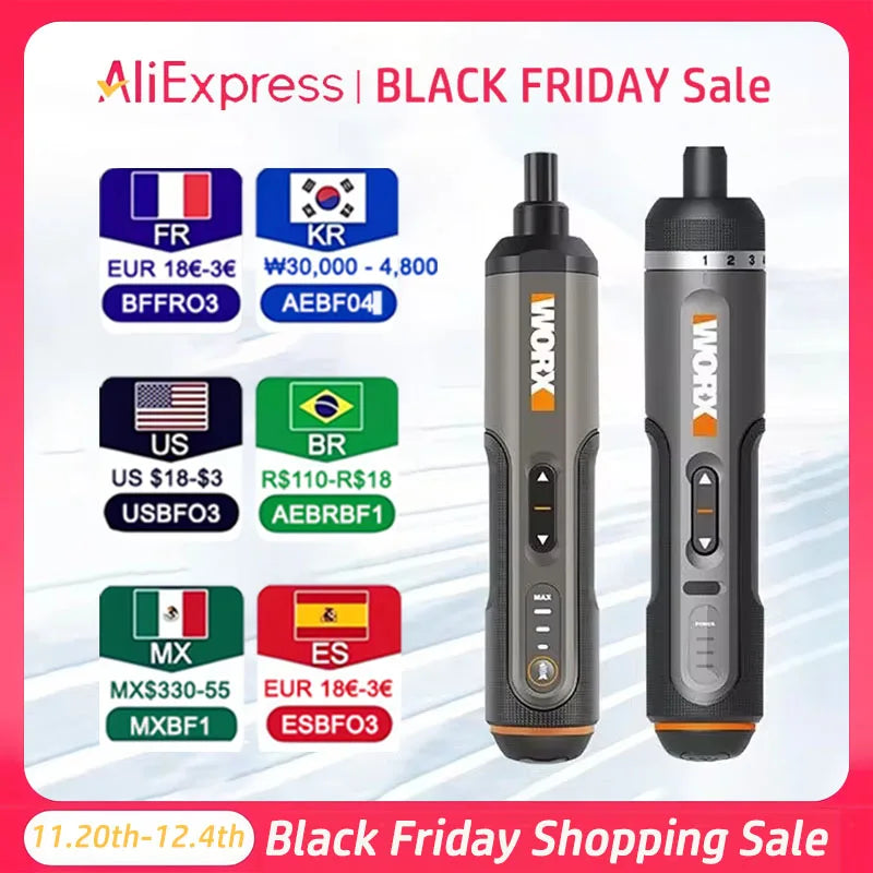 4V Mini Cordless Precision Screwdriver Set, USB Rechargeable — 30-Bit Kit with Quick-Release & LED Options