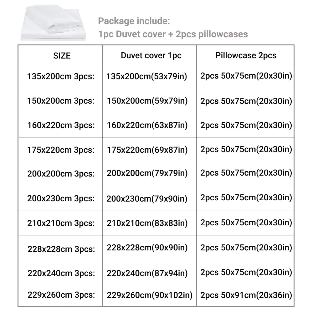 3-Piece Duvet Cover Set with 2 Pillowcases – 100% Polyester Quilt Cover Bedding for Single/Double/Queen/King Beds