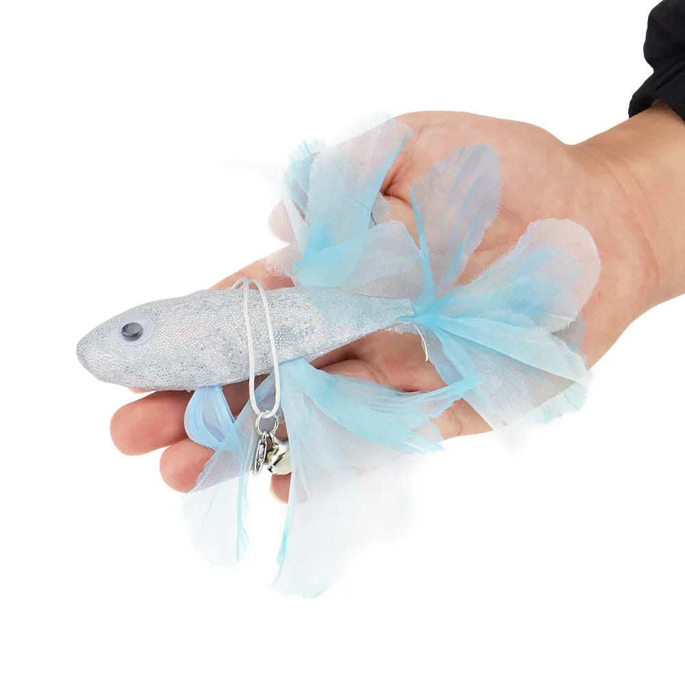 Colorful Fish Cat Teaser Wand - Interactive Goldfish-Shaped Play Toy for Cats