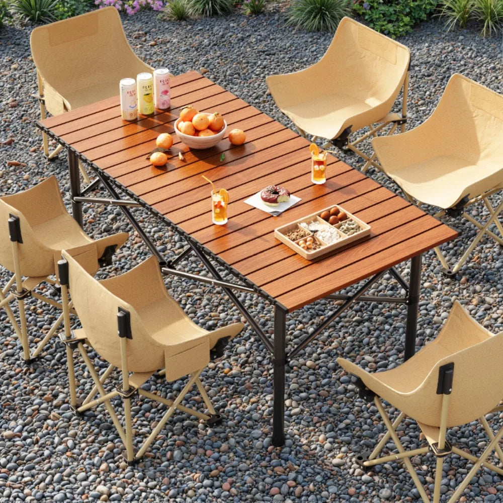 Portable Roll-Up Folding Camping Table with Carry Bag – Lightweight Outdoor Picnic & BBQ Table – 95cm / 120cm (37.4" / 47.2")
