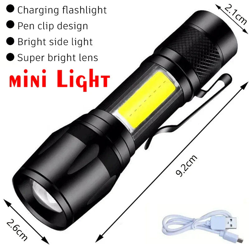 2000LM Tactical LED Flashlight with LCD Battery Display — USB-C Rechargeable Zoom Torch, IP67 Waterproof Power Bank for Camping & Emergency
