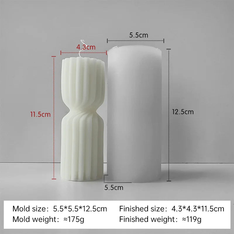 Striped Cylinder Silicone Candle Mold for DIY Pillar, Soy Wax, Plaster & Resin Crafts
