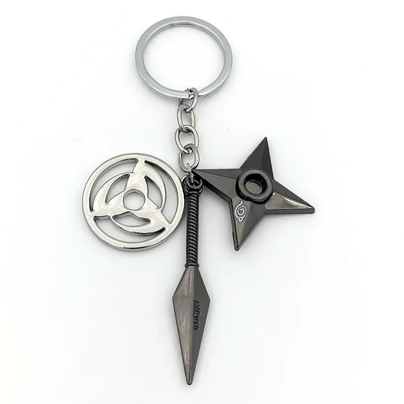 Anime Ninja Keychain Set: Kunai, Shuriken & Red Cloud Charms for Backpack, Car & Keys