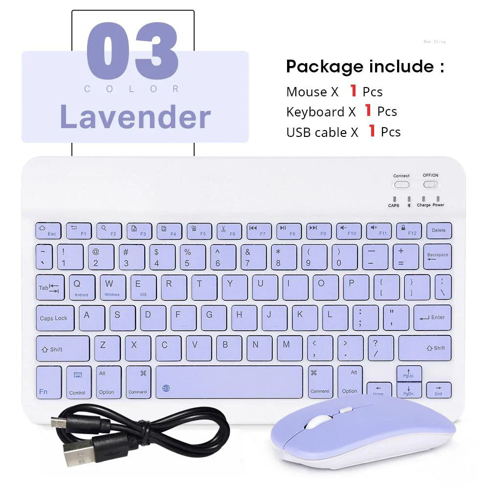 Mini Wireless Bluetooth Keyboard and Mouse — Portable Slim Rechargeable Keyboard for iPad, iPhone, Android Tablets, Samsung, Xiaomi, Mac & Windows