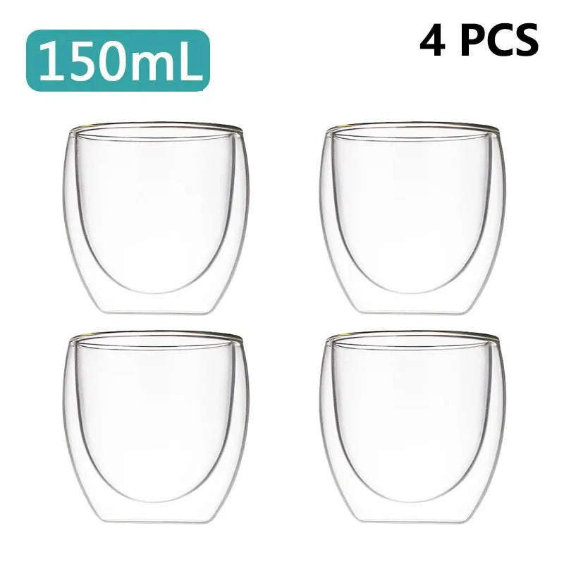 Double Wall Borosilicate Glass Mug - Heat-Resistant Insulated Tumbler for Coffee, Tea, Whiskey, Beer & Cocktails - Gift