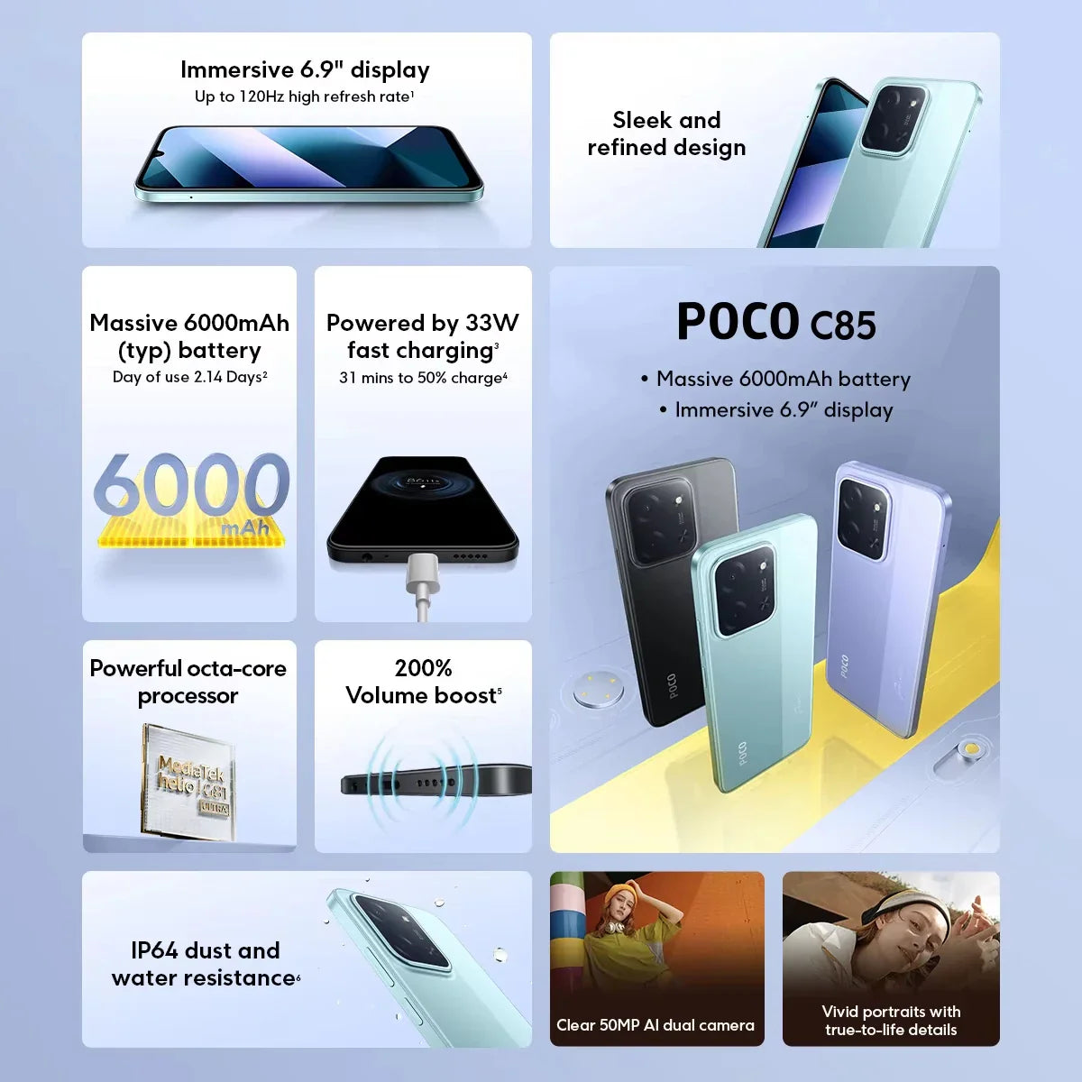 Global 6.9-inch (17.5 cm) Smartphone 128GB / 256GB, Helio G81, 6000mAh Battery, 50MP Triple Camera, 33W Fast Charge, NFC