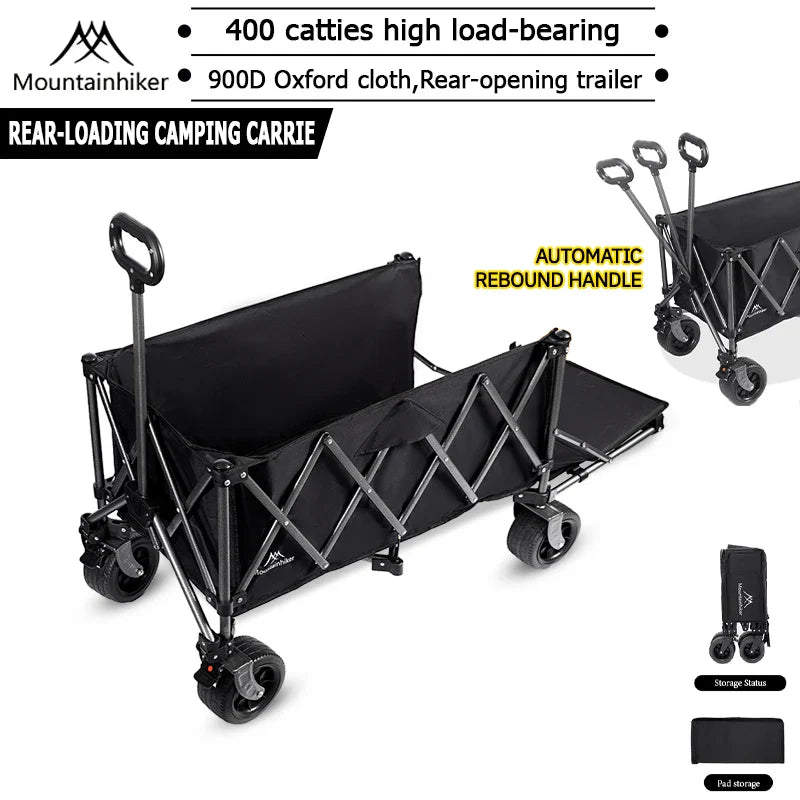 240L (63.4 gal) Camping Handcart Wagon – 900D Oxford Fabric & Iron Frame, Foldable Utility Cart, 2 Colors