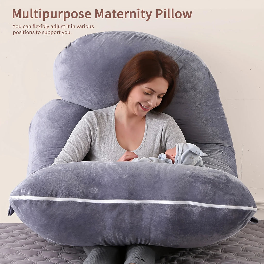Detachable G-Shaped Maternity Pillow 36 x 28 x 14 cm (14.2 x 11.0 x 5.5 in) Crystal Velvet Pregnancy Support Cushion for Side Sleeping