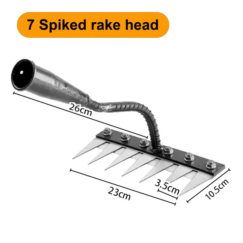 5/6/7/8-Teeth Manganese Steel Garden Hoe Rake for Weeding & Soil Loosening