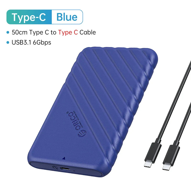 2.5-Inch SATA to USB 3.0 and Type-C External HDD Enclosure — Fits 7-9.5mm SSD/HDD, Up to 6TB, 5Gbps/6Gbps