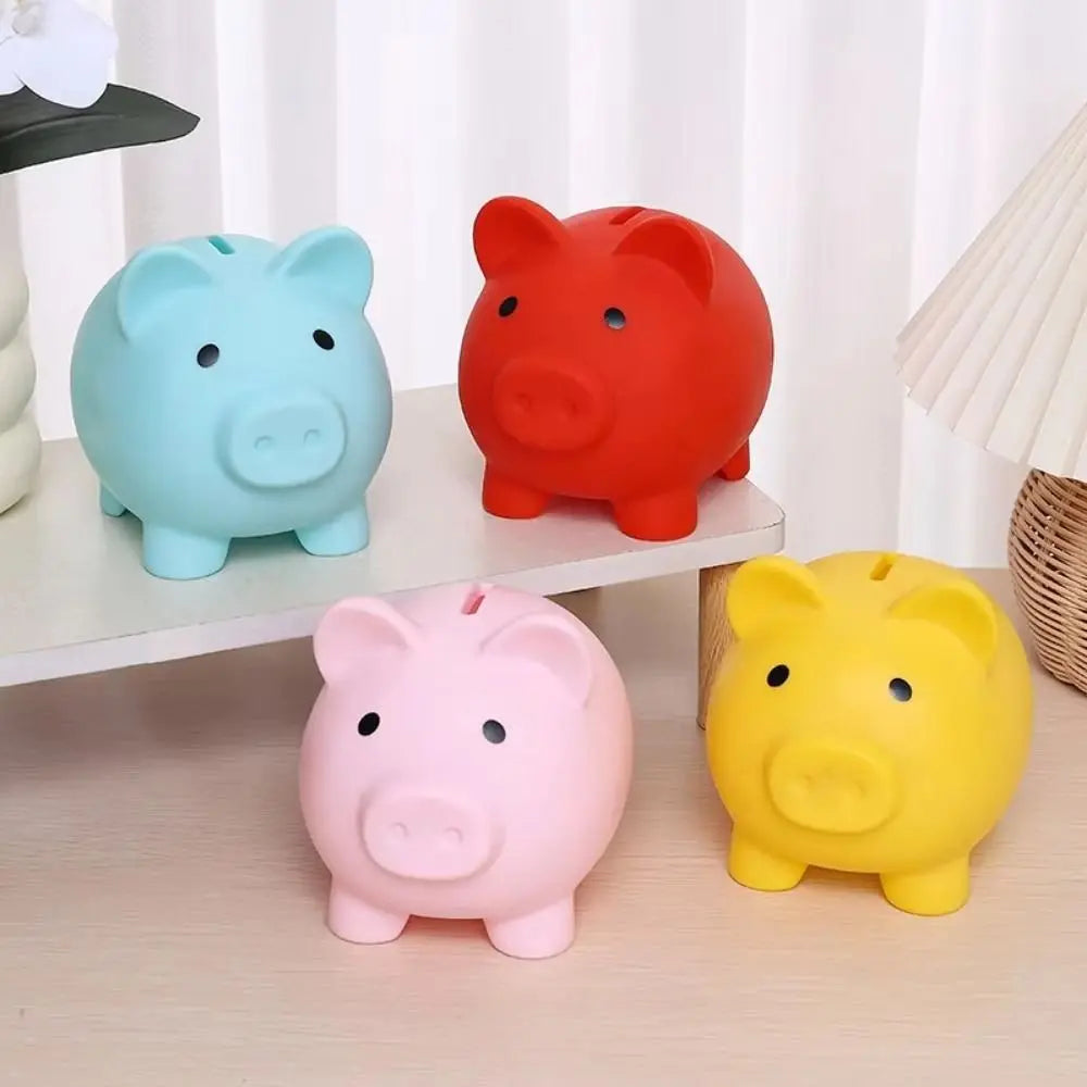 Cute Cartoon Pig Piggy Bank - Kids Coin Bank Money Saving Box (3.5 in / 9 cm)