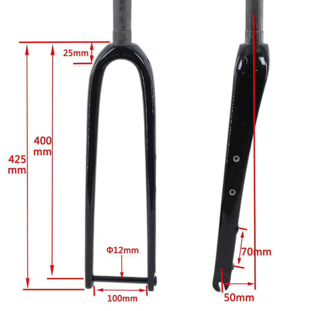 700C Full Carbon Gravel & Cyclocross Road Bike Fork — Flat Mount Disc Brake, Rack/Fender Mount, Tapered or Straight Steerer