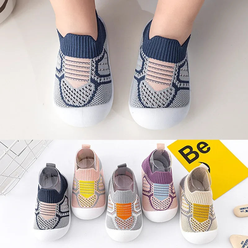 Baby Anti-Slip Breathable First Walker Crib Socks with Rubber Sole (11.5–15.5 cm / 4.5–6.1 in)