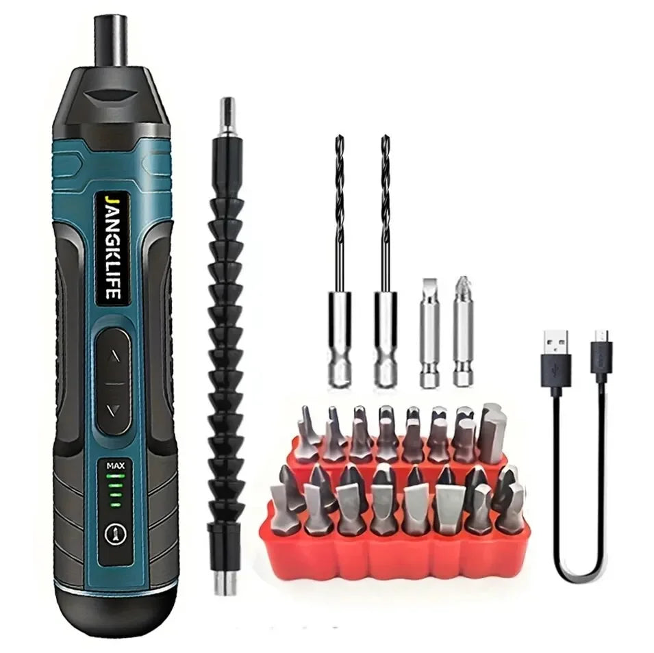 Cordless Electric Screwdriver 3.6V Rechargeable 1300mAh Mini Drill with 6.35mm (1/4") Chuck & Dual LED