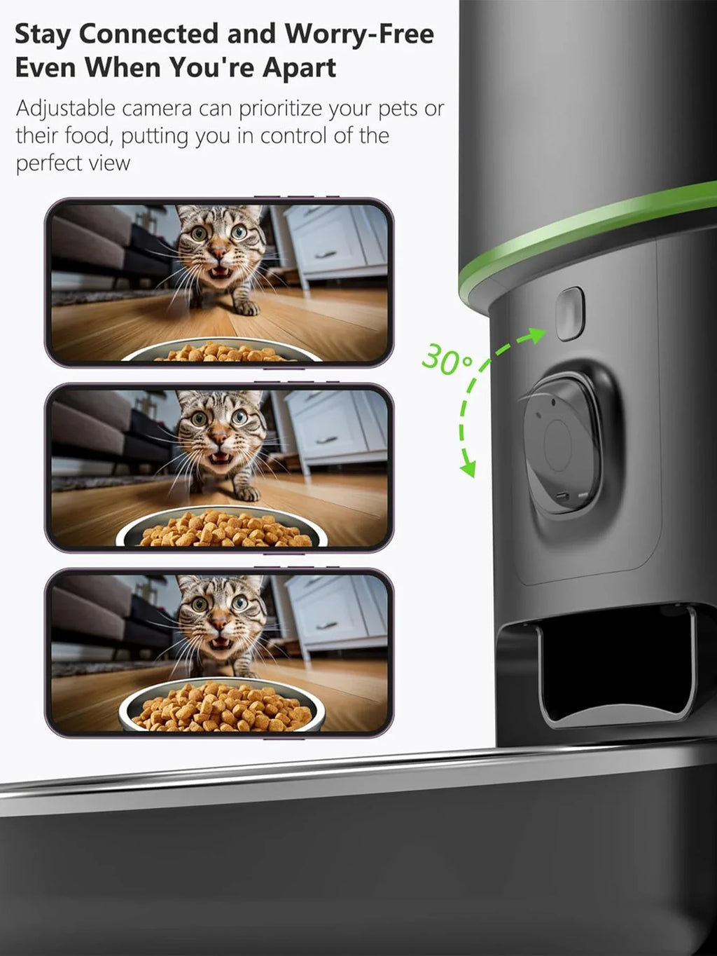 Smart Pet Feeder with 1080P Camera — Dual-Band WiFi (2.4/5GHz) App-Controlled Automatic Cat & Dog Kibble Dispenser, Voice Call & Portion Control