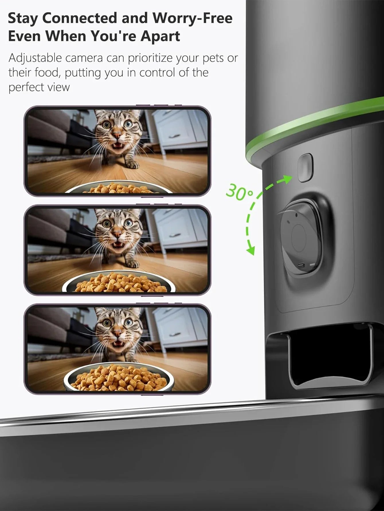Smart Pet Feeder with 1080P Camera — Dual-Band WiFi (2.4/5GHz) App-Controlled Automatic Cat & Dog Kibble Dispenser, Voice Call & Portion Control