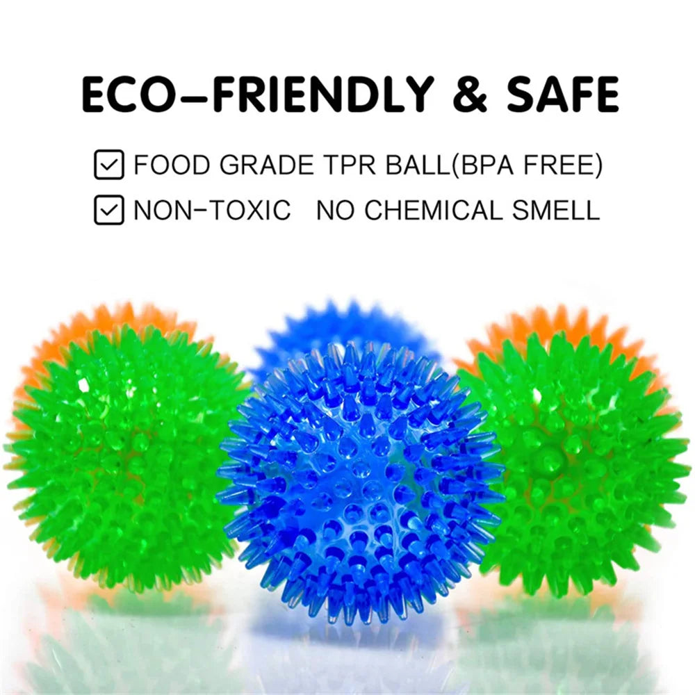 TPR Squeaky Thorn Chew Ball for Dogs & Cats — Teeth Cleaning Puppy Training Toy