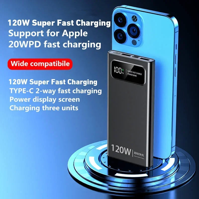 50,000mAh 120W Portable Power Bank with LED Digital Display — Fast Charging for iPhone Samsung Huawei