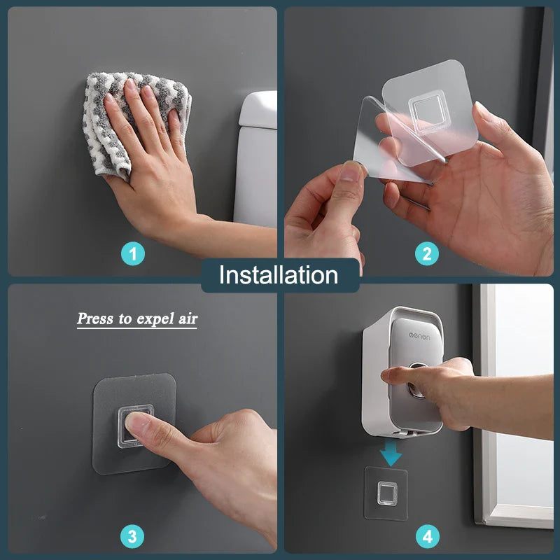 Automatic Wall-Mounted Toothpaste Dispenser & Toothbrush Holder – Punch-Free Bathroom Organizer