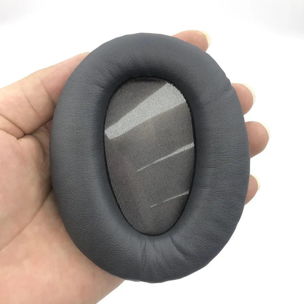 Replacement Memory Foam Ear Pads for Over-Ear Headphones, Protein Leather Cushions 75 x 95 mm (2.95 x 3.74 in) - Titanium Gray