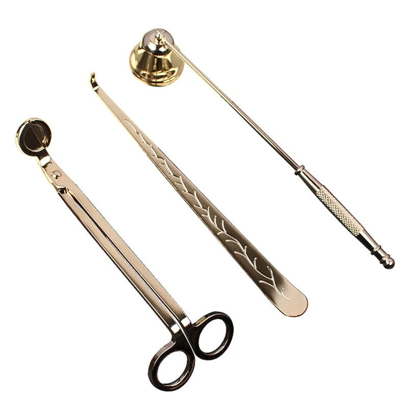 3-Pack Candle Wick Trimmer, Snuffer and Wick Hook Set Stainless Steel Portable Candle Accessories