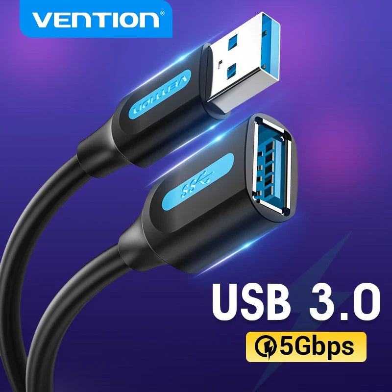 USB 3.0 Extension Cable Male to Female, High-Speed 5Gbps, 0.5/1/1.5/2/3 m (1.6–9.8 ft) for PC TV Xbox Printer, USB 2.0 Compatible