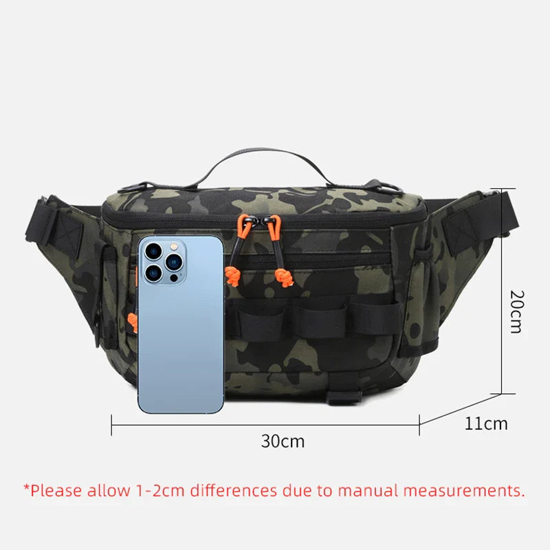 Tactical Waterproof Chest Waist Bag - Fishing & Outdoor Molle Crossbody Pack 30 x 11 x 20 cm (11.8 x 4.3 x 7.9 in)