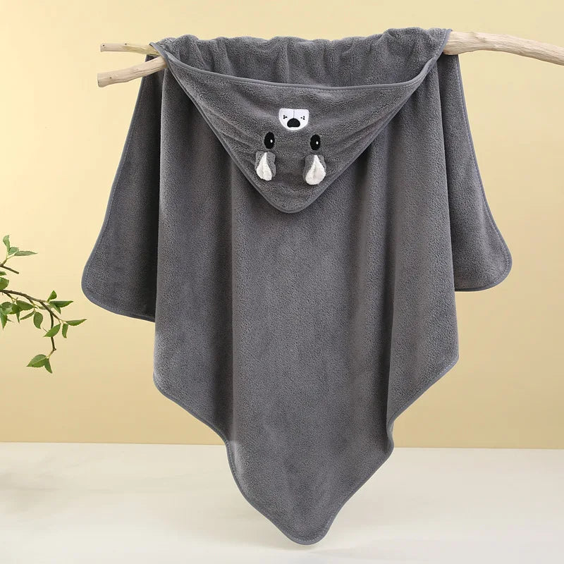 Toddler and Baby Hooded Towel Super Soft Coral Velvet Bathrobe Swaddle Wrap for Newborns and Kids