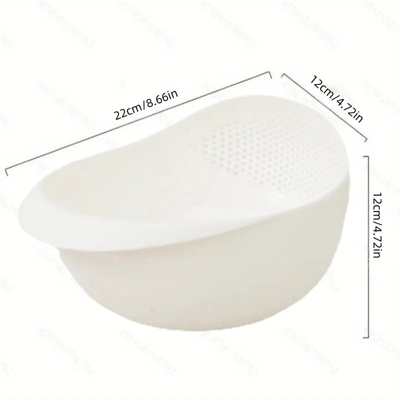 1-Piece Oval Rice Strainer Colander, Drainage Basket for Rice, Fruits & Vegetables