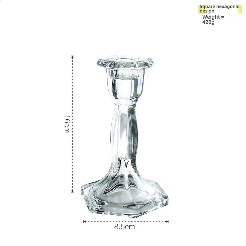 Clear Glass Pillar Candle Holder Table Candlestick for Dining Room Decor