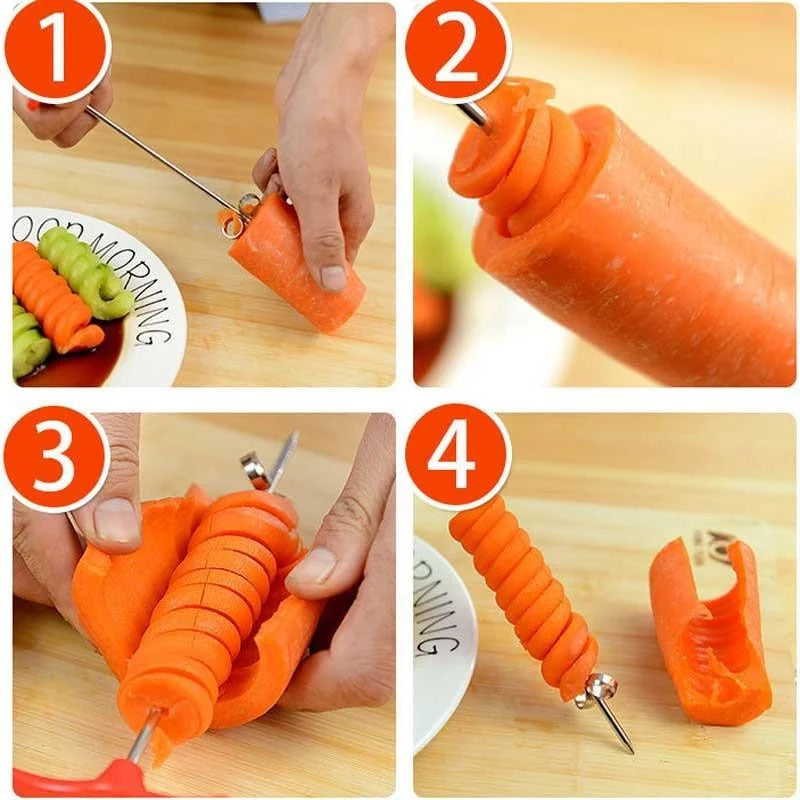 Manual Spiral Roller Vegetable Slicer – 1 or 2-Pack Radish & Potato Cutter