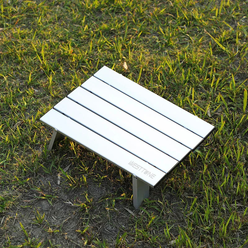 Lightweight Mini Roll-Up Aluminum Table – Portable Foldable Camping, Backpacking, Picnic, Fishing & BBQ Table