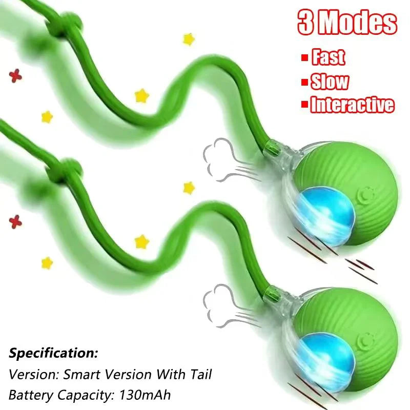 Interactive Rechargeable Cat Ball Toy with Faux Fur Tail — Automatic Rolling Smart Pet Ball (USB-C) for Cats & Small Dogs