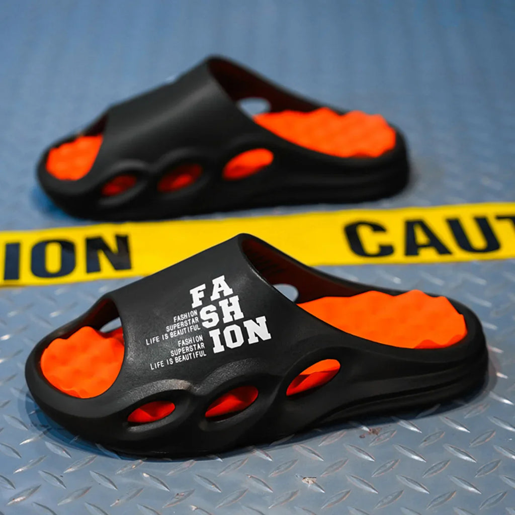 Men's Massage Slide Sandals Thick Sole Non-Slip Indoor Outdoor Shower & Beach Slides