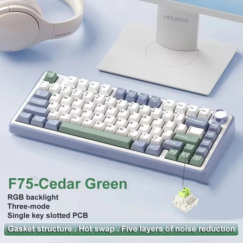 75% RGB Mechanical Gaming Keyboard — 78-Key Hot-Swappable Gasket Mount, 2.4G Wireless/Bluetooth/Wired, OEM Profile