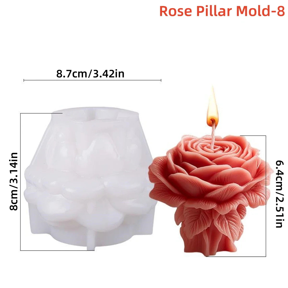 3D Rose Pillar Silicone Candle Mold – Geometric Flower Column for DIY Candles, Soap & Plaster Crafts