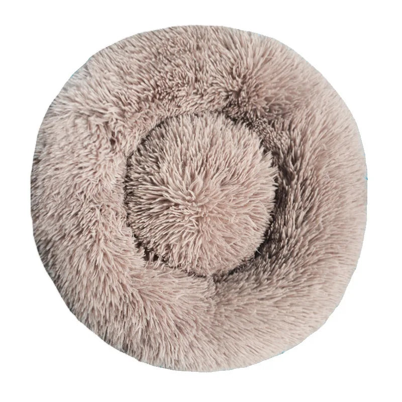 Round Plush Pet Bed, Washable Cozy Dog & Cat Sofa, Winter Warm, Multiple Sizes 16–35 in (40–90 cm)